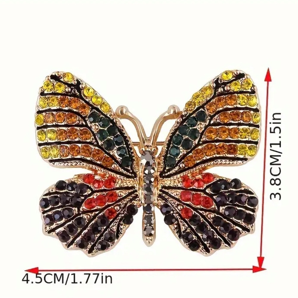 NWT Colorful Rhinestone Butterfly Brooch - Picture 2 of 2